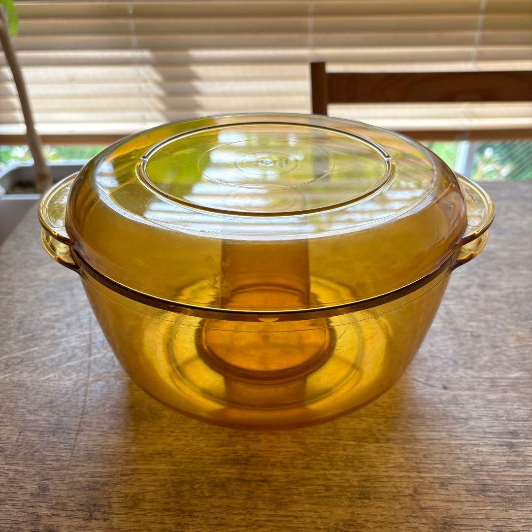 タッパーウェア タッパーウェーブ2000 大サイズ 円形 アンバー コーン