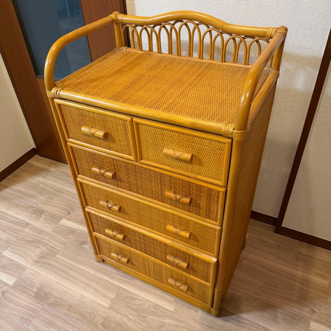 籐 ラタン チェスト 5段 引き出し6杯 幅60cm 収納家具 ニトリ - メルカリ