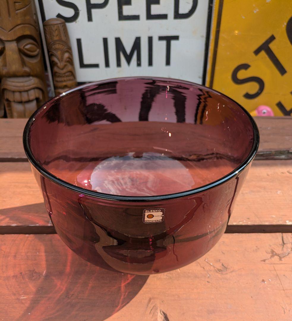 希少なヴィンテージ BLENKO ブレンコガラス USA製 希少なアメジスト色