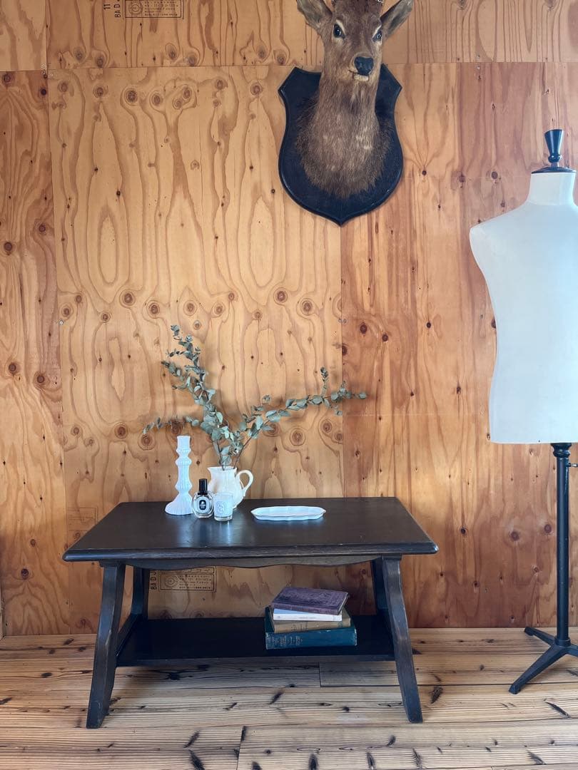 古いローテーブルダークブラウン木製コーヒーサイドテーブルアンティークヴィンテージ テーブル ローテーブル コーヒーテーブル サイドテーブル パソコン