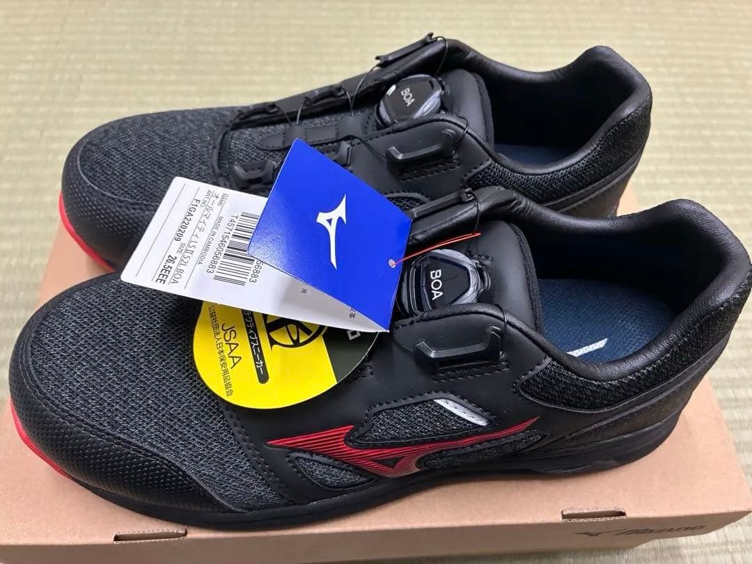 Mizuno BOA 安全靴 ブラック/レッド MIZUNO（ミズノ） 作業靴 メンズ 3E相当 ワーキングシューズ オール