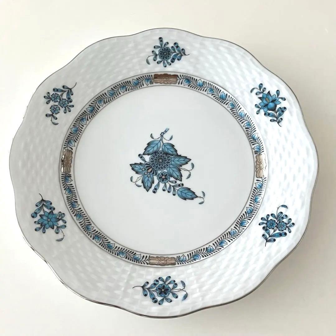 19cm ヘレンド　アポニー　ターコイズ　プラチナ　プレート アポニー・ターコイズ・プラチナ] オリエンタルカップ&ソーサー