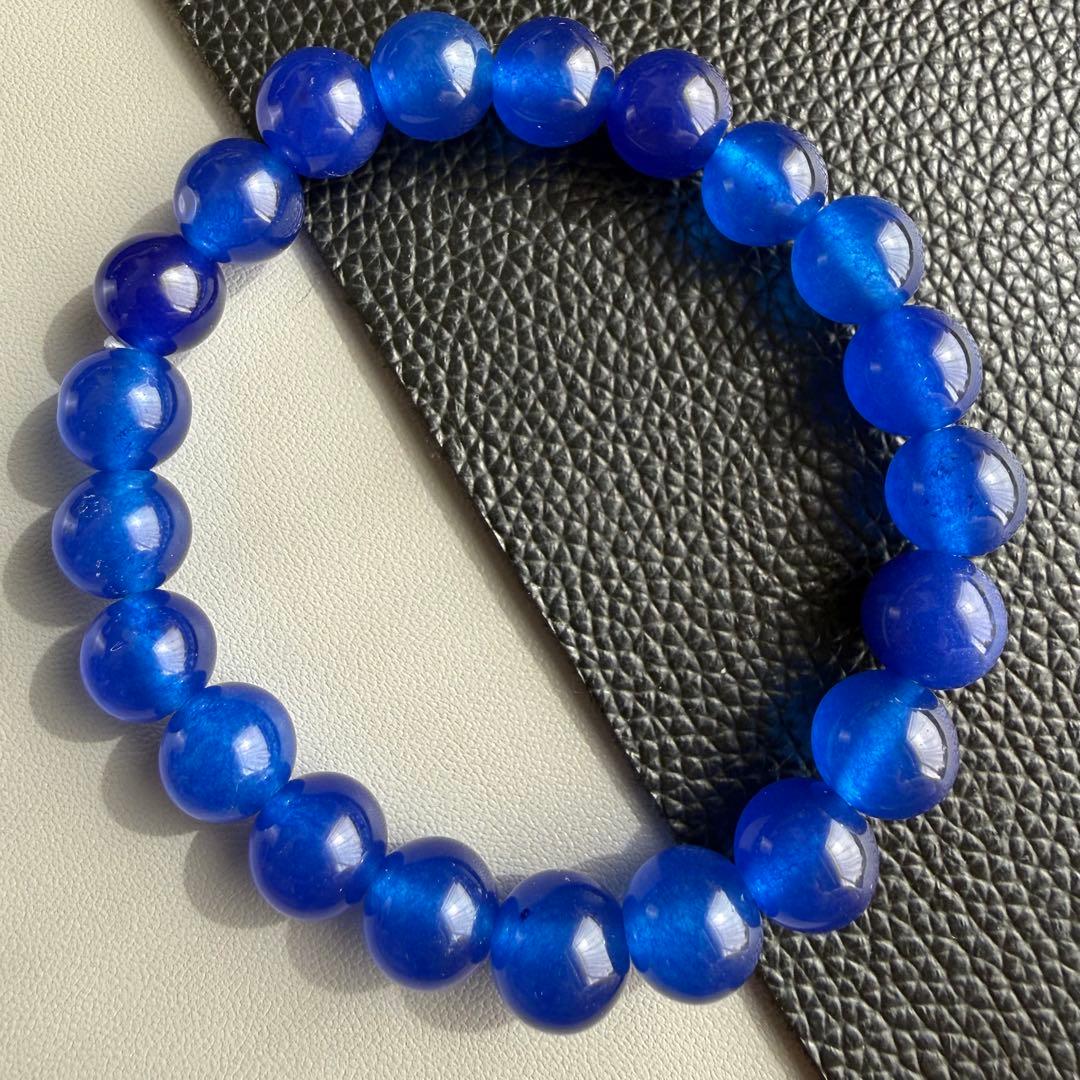 天然ブルーアゲート 10ミリ ブレスレット 青瑪瑙 開運 浄化 魔除け