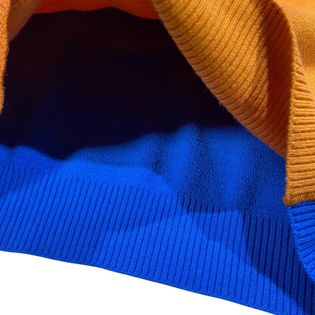 マークアンドロナ 長袖 ニット セーター 46 オレンジ ブルー ゴルフ