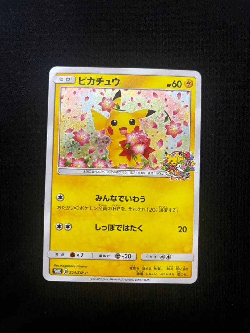 ピカチュウ：ポケモンセンター20周年記念キャンペーン PROMO SM-Pプロ 224/SM-P ピカチュウ： ポケモンセンター20周年記念キャンペーン | SM