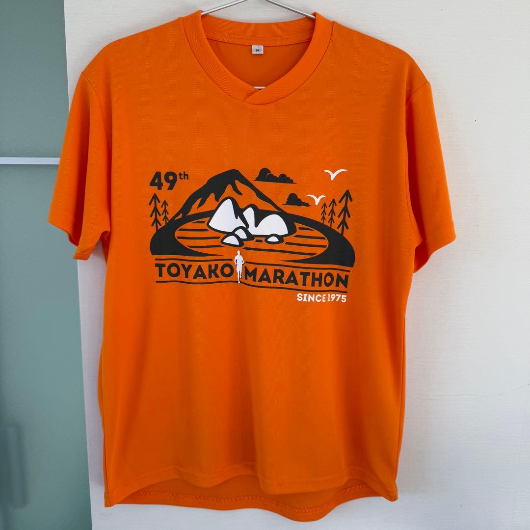2023 洞爺湖マラソン Tシャツ Mサイズ 半袖 参加賞 オレンジ