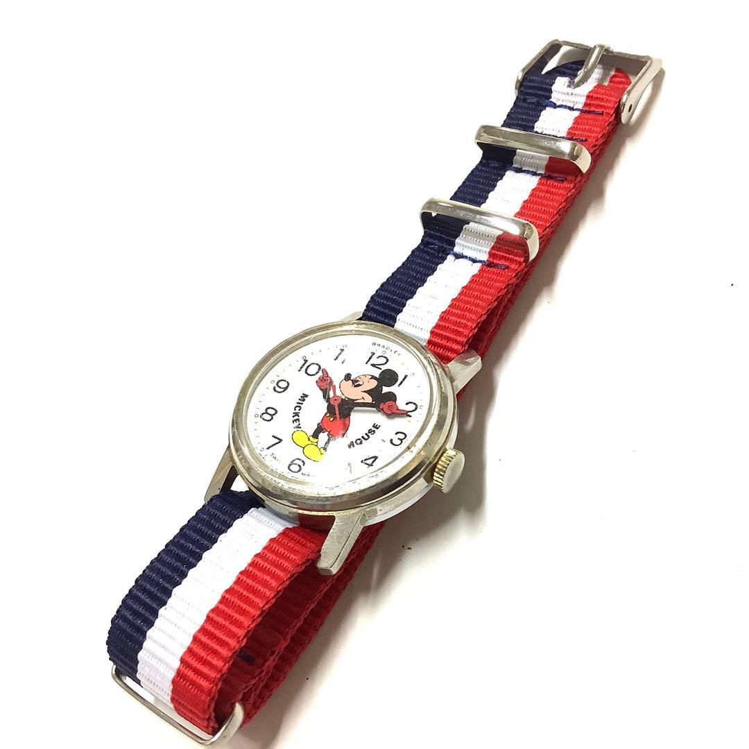 レトロ希少70年代、稼働品】BRADLEY ミッキーマウス 手巻き腕時計