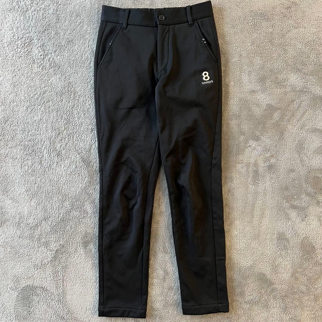 8YARDS ハチヤーズ 裏起毛 蓄熱 ゴルフパンツ レディース 黒 XS ロゴ