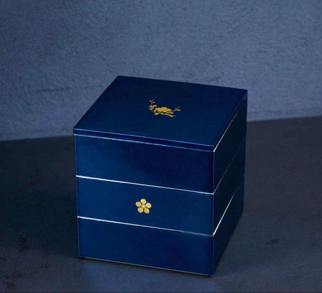 金沢ブランド　箔一　お重箱 DEEP BLUE 正規品 箔一 HAKU LA TABLE KAGA SHIKISAI OJU / はくいち ハクラターブル