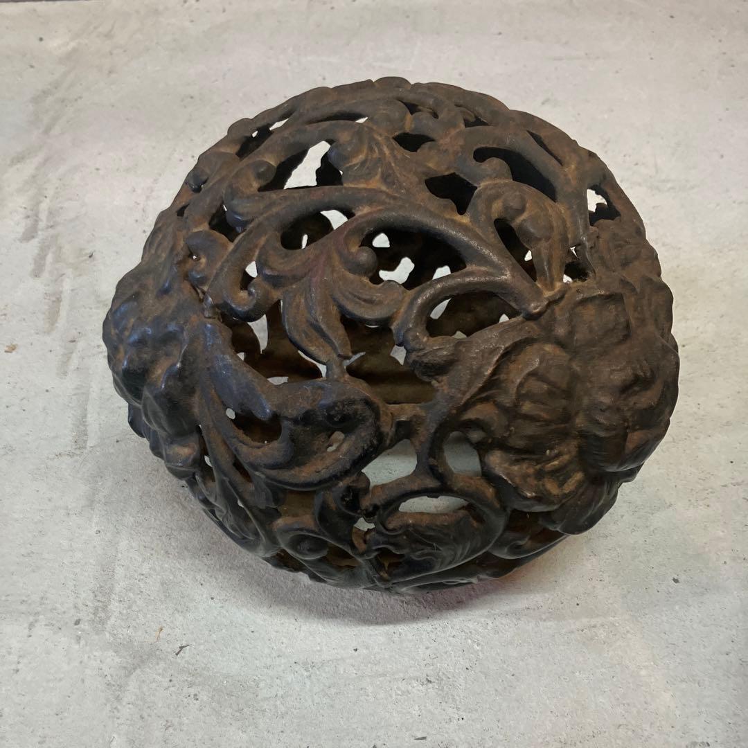 昭和レトロ 大型 鉄製 金属工芸 玉乗り獅子 玉獅子 鋳物 狛犬 置物