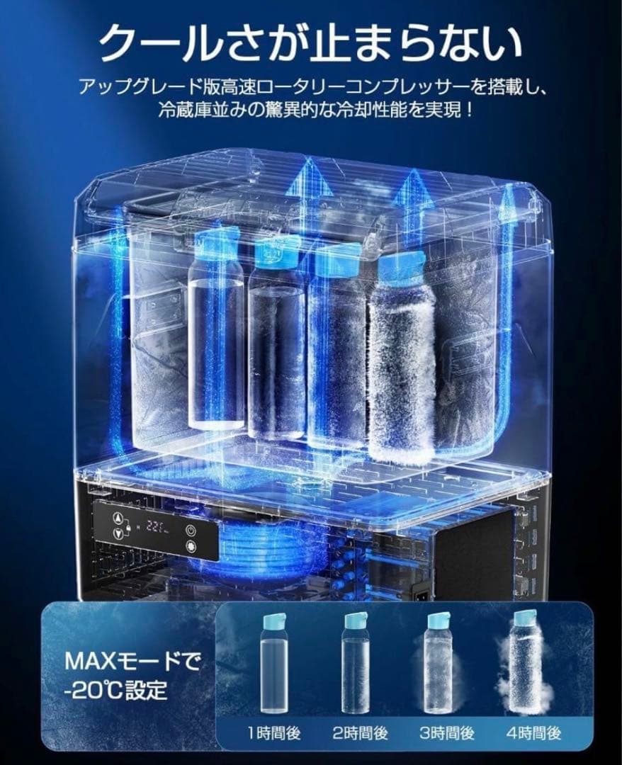 車載冷蔵庫 15L -20℃～20℃ 急速冷凍 ポータブル冷蔵庫600ml