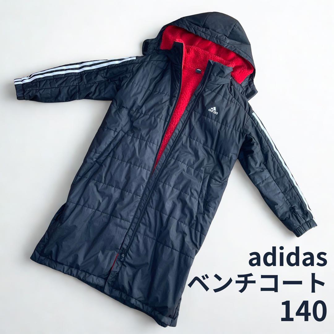adidas ベンチコート サイズ140 ブラック／レッド - メルカリ