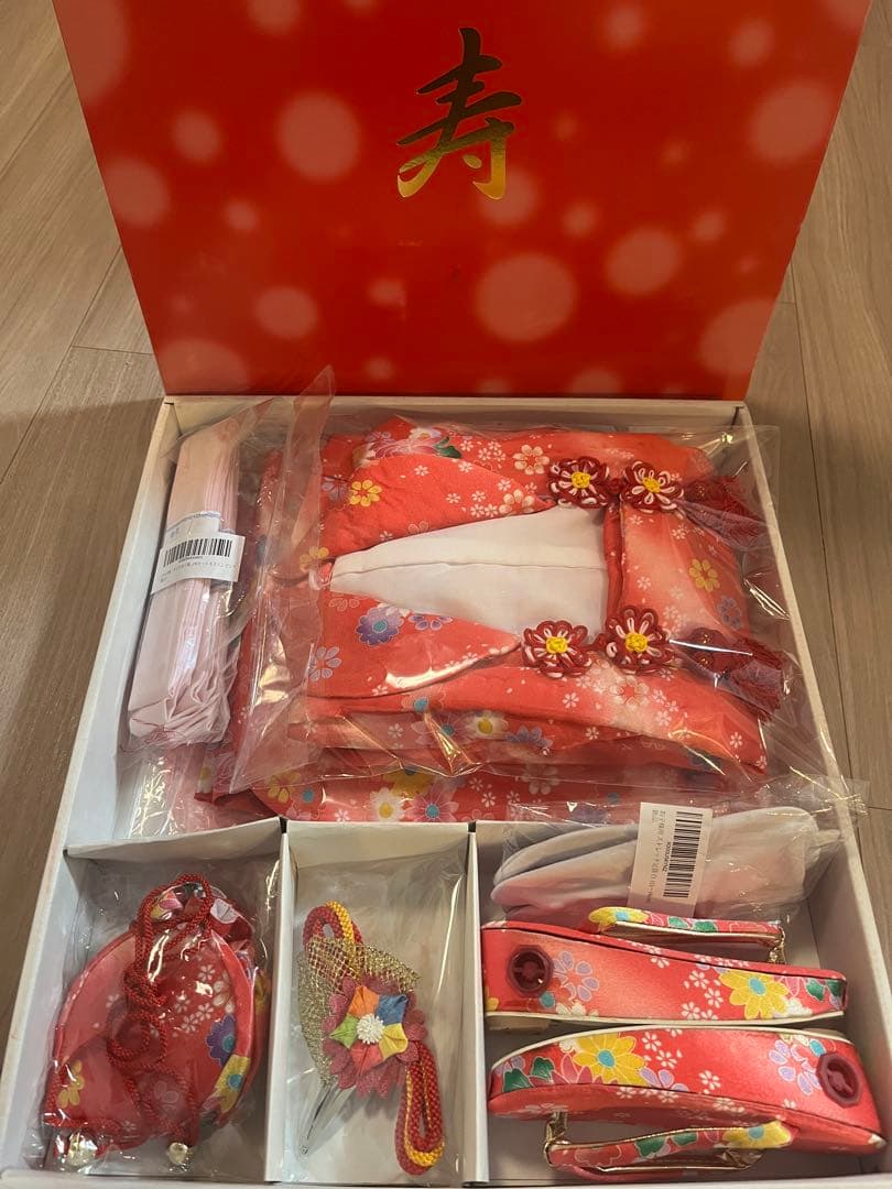 七五三　三歳用　正絹被布・着物・長襦袢・小物セット 3歳 着物フルセット 被布×2 草履×2 長襦袢 七五三 初詣 正絹 肩上腰上