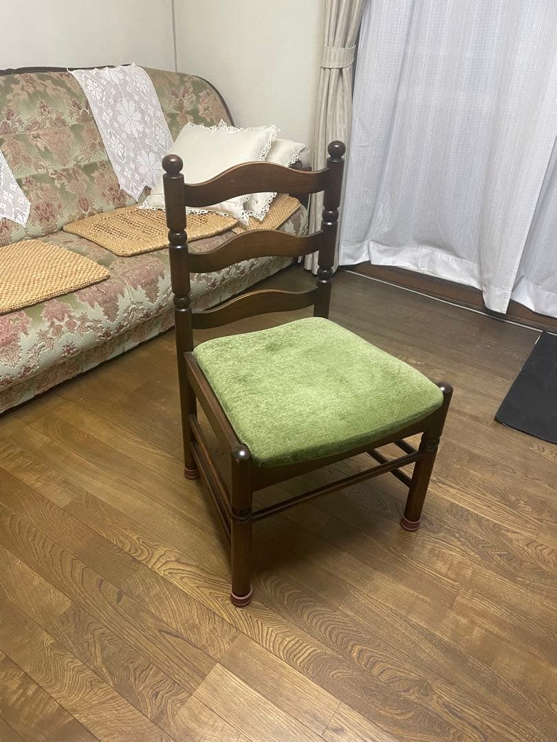 ナガノインテリア　アンティーク　木製ダイニングチェア 緑色クッション付き　② 楽天市場】アンティーク家具調 ダイニングチェア 2脚セット 木製 緑色