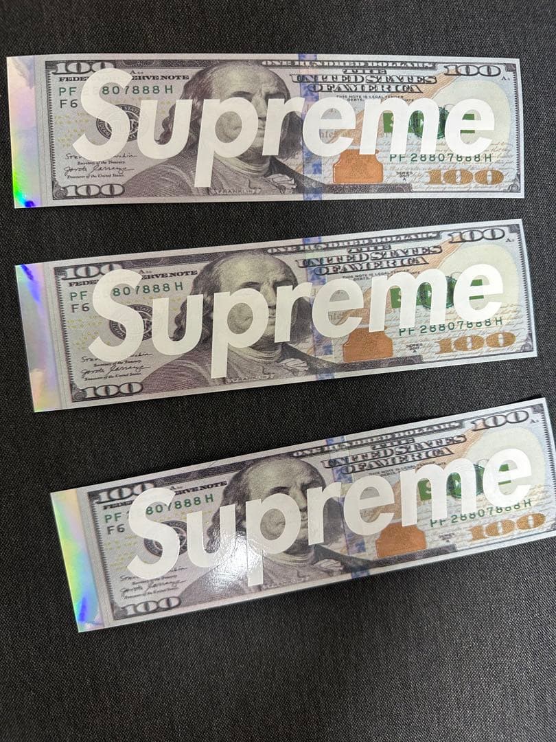 3枚セット　supreme ドル　ステッカー　25FW Supreme ドル柄 Box Logo ステッカー 2枚セット シュプリーム 25FW