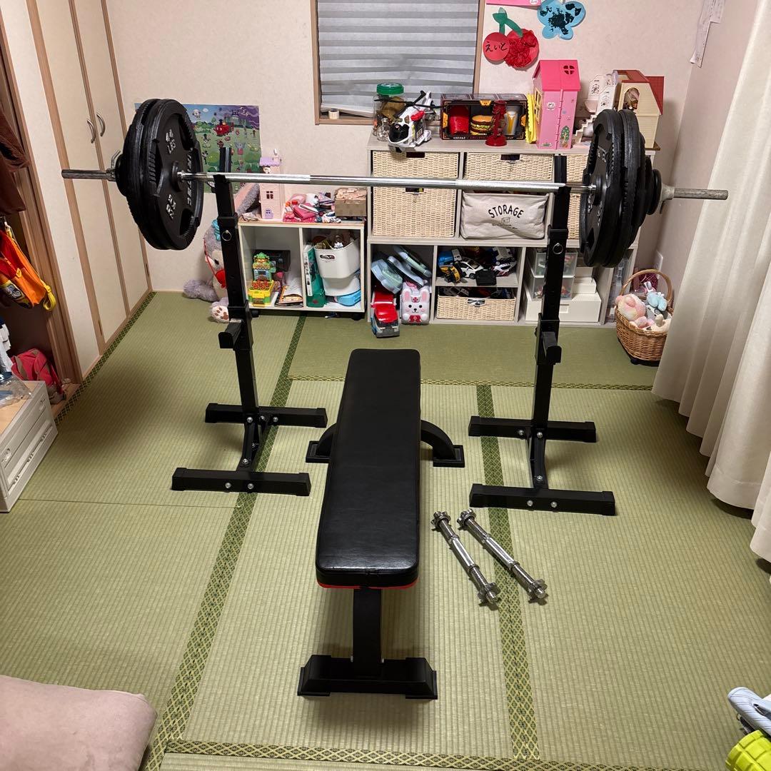 ROD！　ラックとバーベルセット セーフティパックII / ラバーバーベルセット100kg シャフト180cm