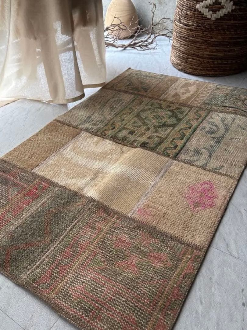 1970s トルコヴィンテージラグパッチワーク96x57cm - メルカリ