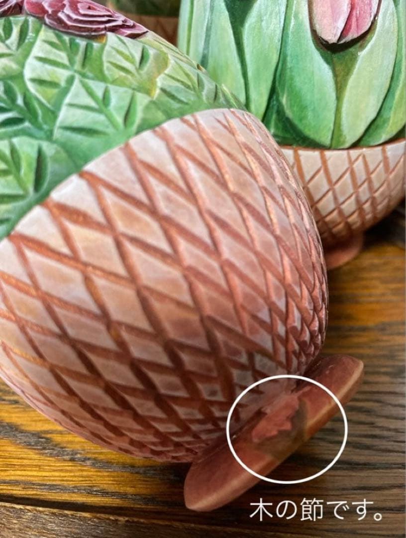 ロシア雑貨☆イースターエッグ型カービング マトリョーシカ3Pフラワー