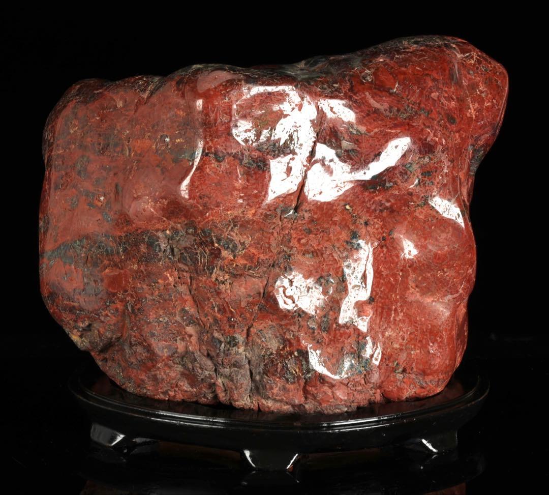 佐渡 赤玉石 碧玉 赤石 鑑賞石 水石 原石 鑑賞石 飾石 台座付 47.5kg