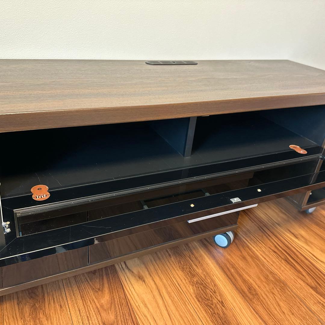 NOCE ダークブラウン テレビ台 キャスター付 二段の伸縮可能 引き出し2