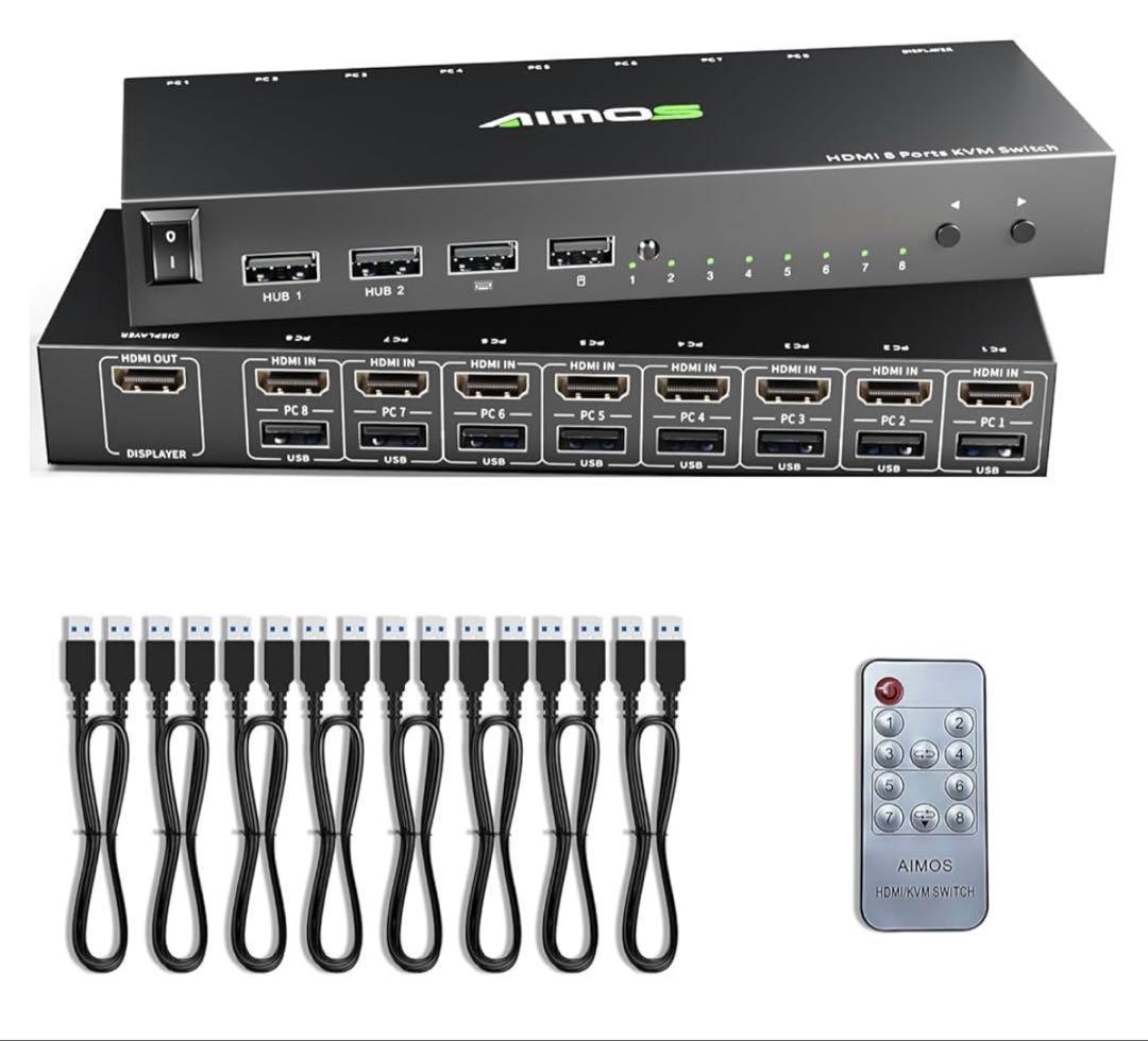 11128　 AIMOS HDMI KVM切替器 8入力1出力 Amazon.co.jp: AIMOS HDMI KVM切替器 8入力1出力 ホットキー 4K@30Hz