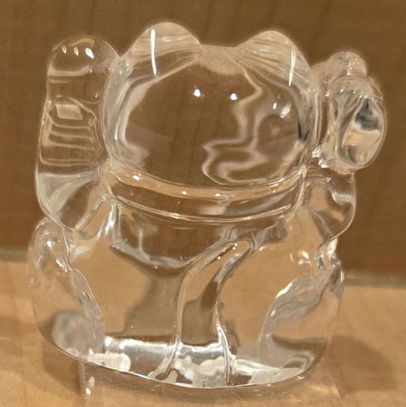 希少【愛光堂 刻印入】天然水晶 招き猫 ／自由が丘の名店購入 本物