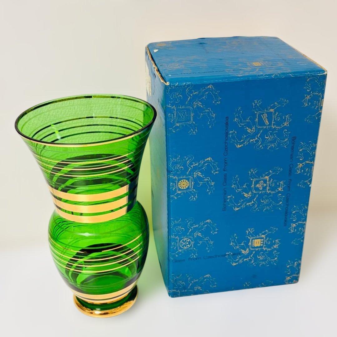 ボヘミアン グラス グリーン 花瓶 フラワーベース アンティーク - メルカリ