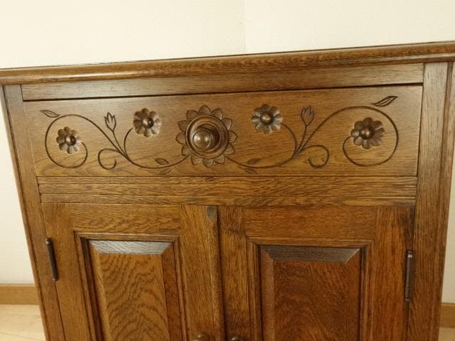 価格家具・インテリア - 勇峰工芸 雅 花柄キャビネット ナラ材家具