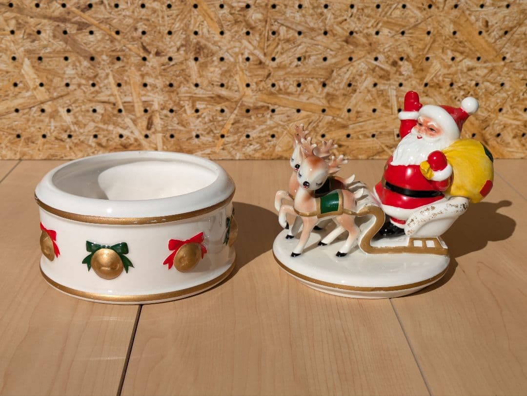 レア！ ヴィンテージ レフトン サンタ&トナカイ クリスマス 蓋付き