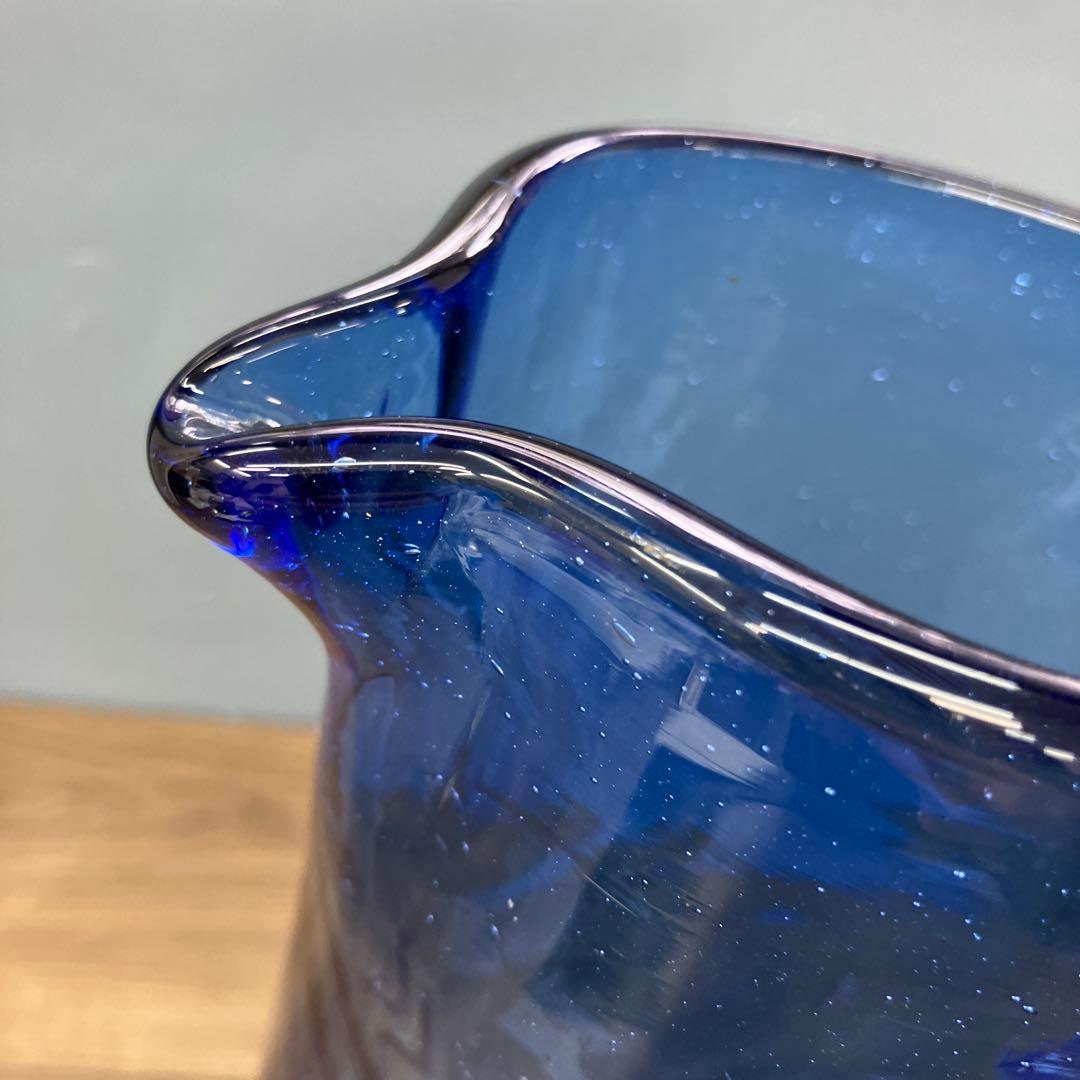 D-壁 琉球ガラス 水差し ピッチャー ブルー 吹きガラス デキャンタ