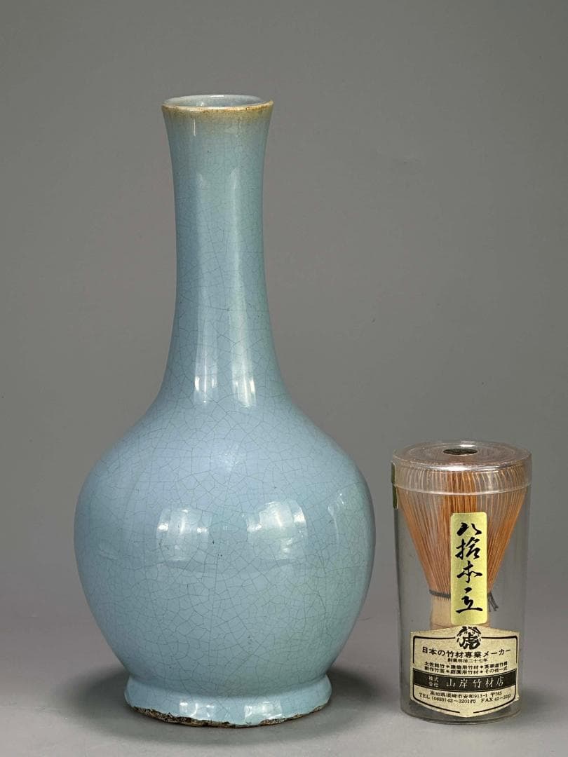 中国美術 清朝 清時代 天藍釉 花瓶 花器 時代 唐物 古物 - メルカリ