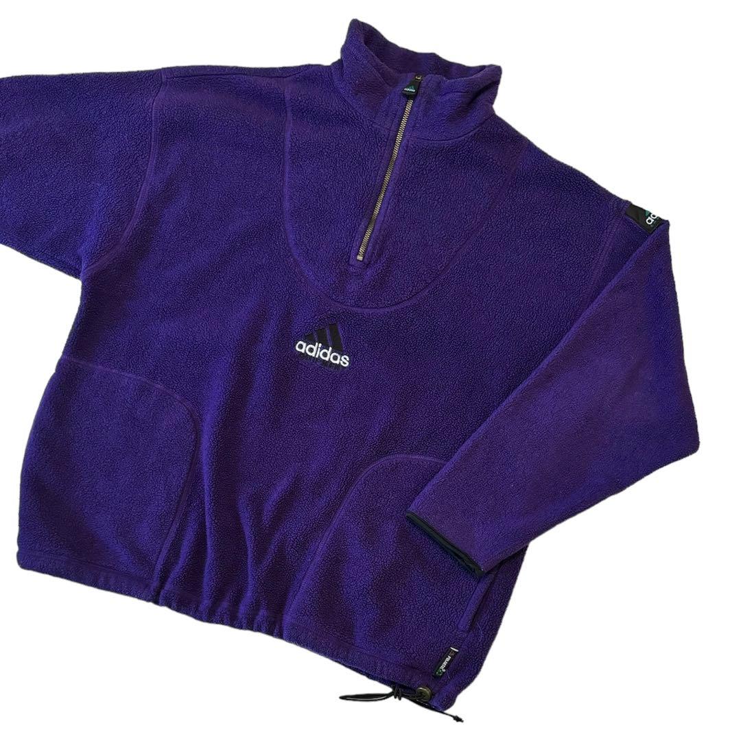 90s adidas ハーフジップ フリース ジャケット 紫 表記M - メルカリ