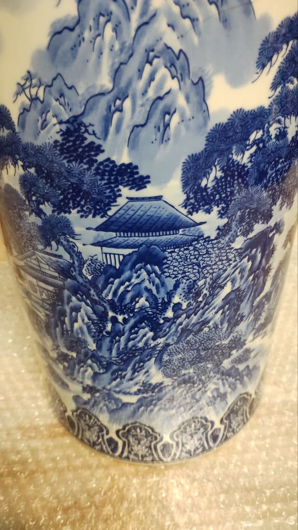 美品 有田焼 傘立て 陶器 哲山作 染付 山水絵 - メルカリ