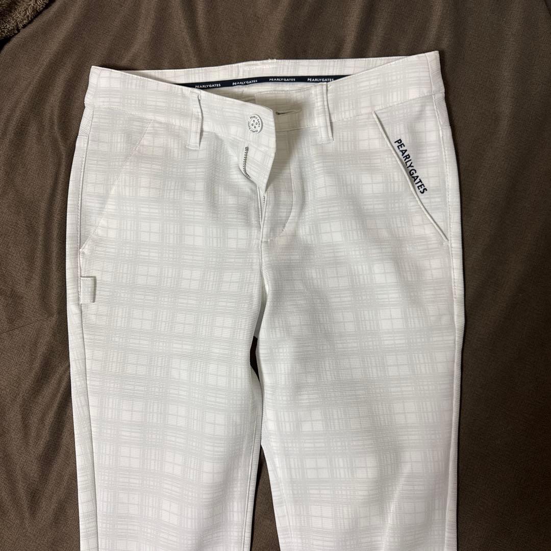 PEARLY GATES ホワイト チェックパンツ サイズ1 - メルカリ