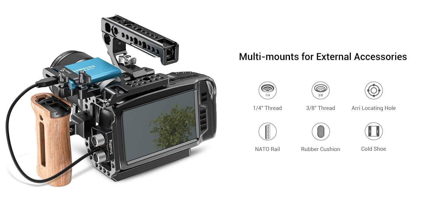 BMPCC 4K/6K Half Camera Cage | Versatile Mounting | SmallRig