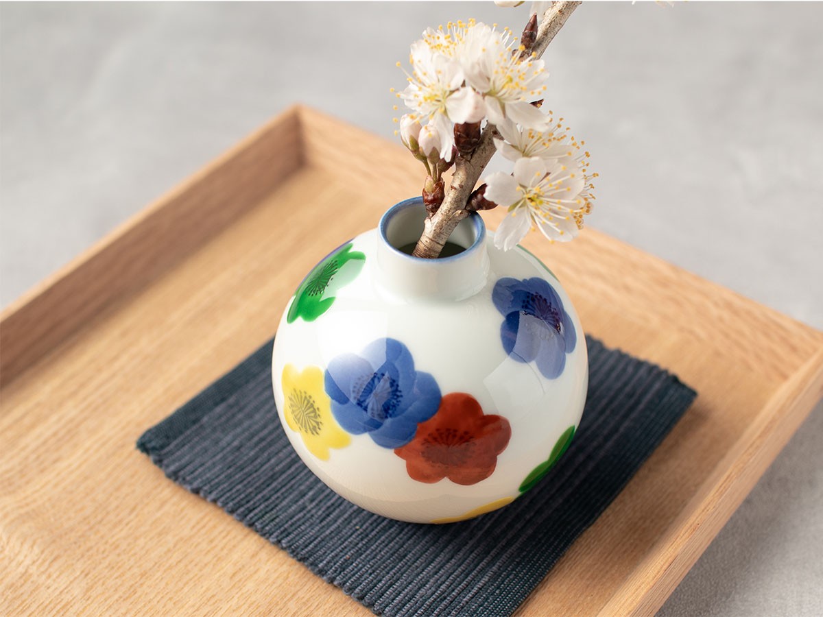 源右衛門窯 染金彩丸菊紋 小花瓶 / げんえもんがま 染金彩丸菊紋 小