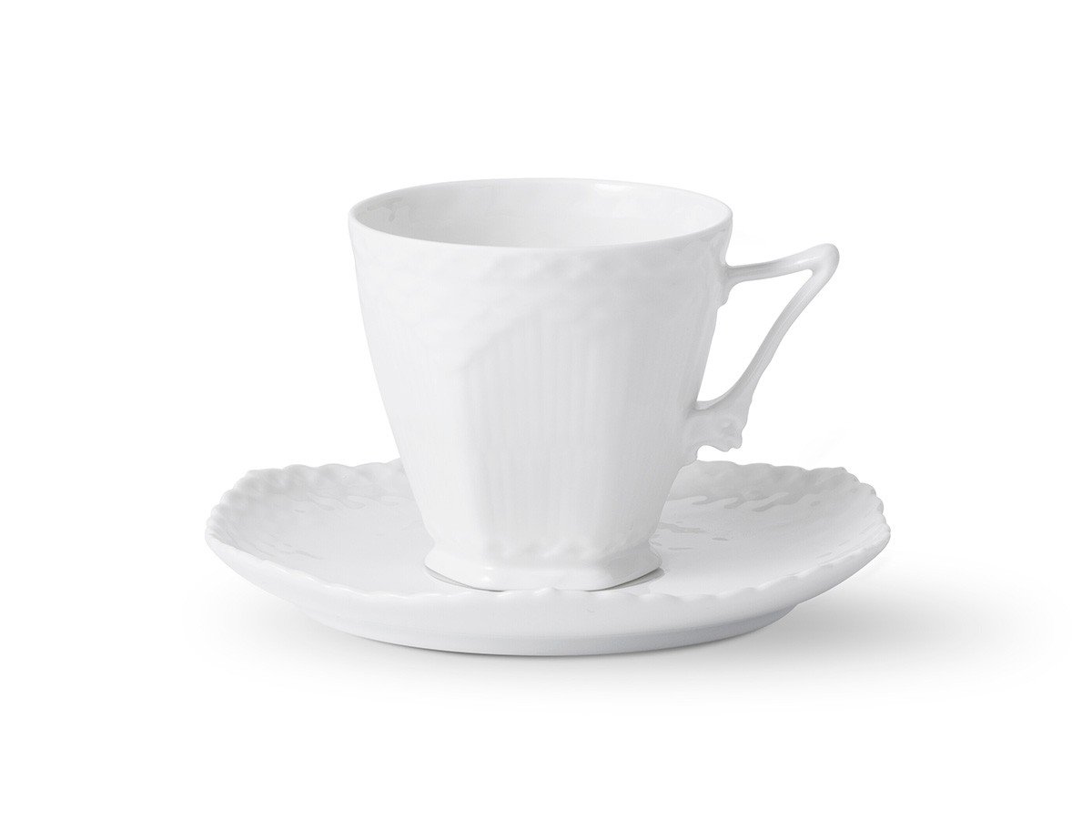 Royal Copenhagen White Fluted Full Lace Coffee Cup & Saucer
