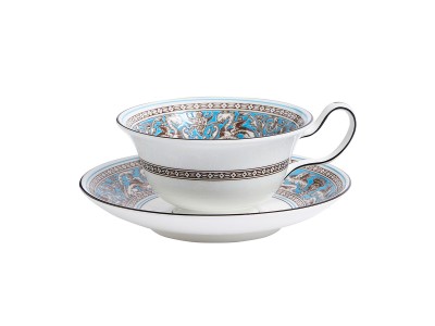 WEDGWOOD FLORENTINE TURQUOISE TEACUP & SAUCER / ウェッジウッド