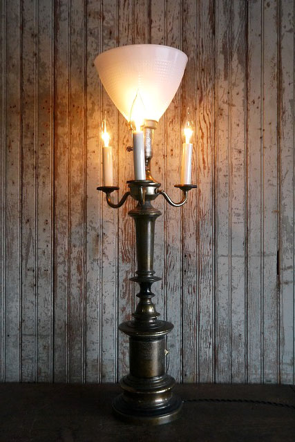 アンティーク メタル×ミルクガラスシェード 4灯フロアランプ - STAGE