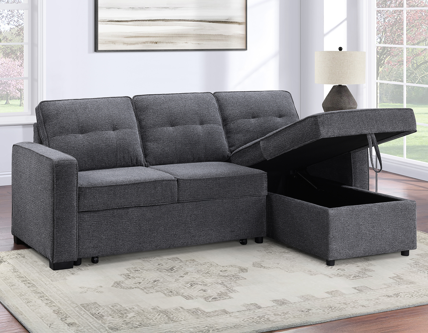 Noah Flippable, Convertible Storage Sleeper Chofa, Gray - Steve