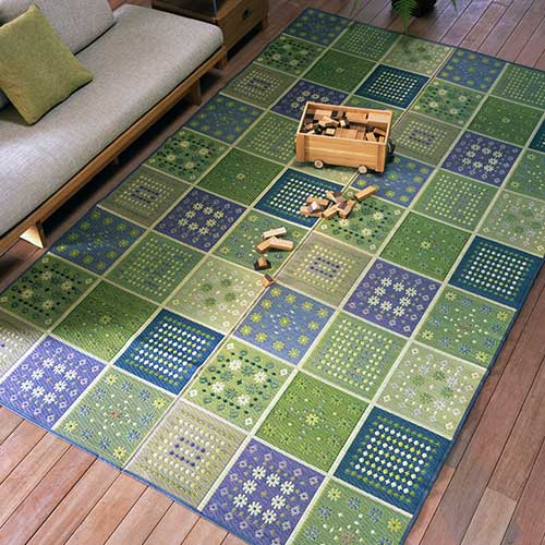 畳 添島勲商店 花ござ 袋織 フラワー 190×300cm ブルー (1枚から販売