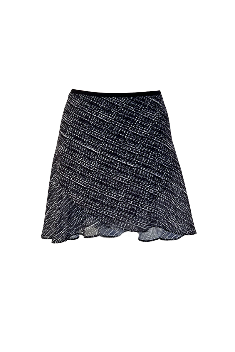 stina / black tweed wrap skirt / short