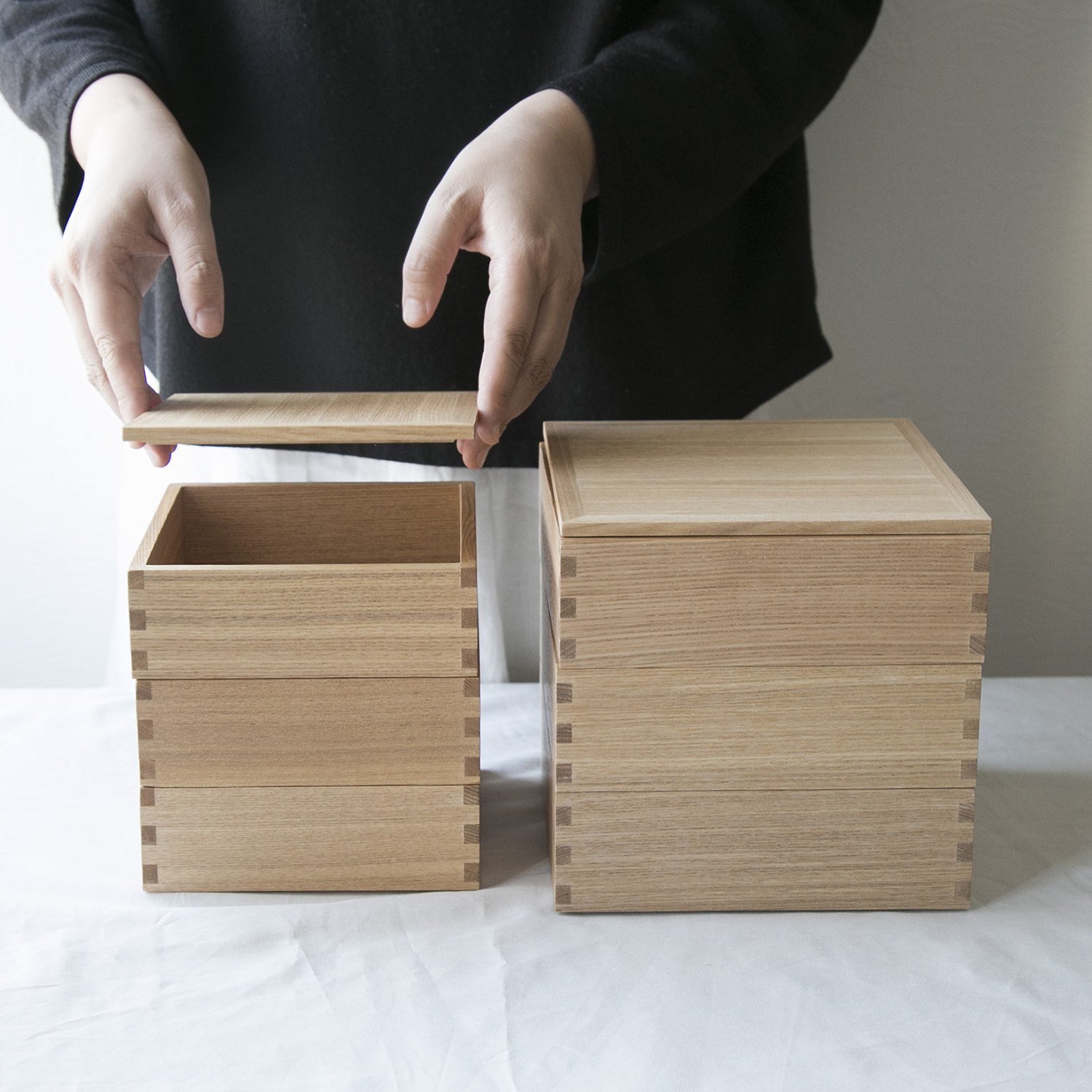 松屋漆器店/ナチュラル 6寸 三段重 -水分が染みにくく盛り付けしやすい