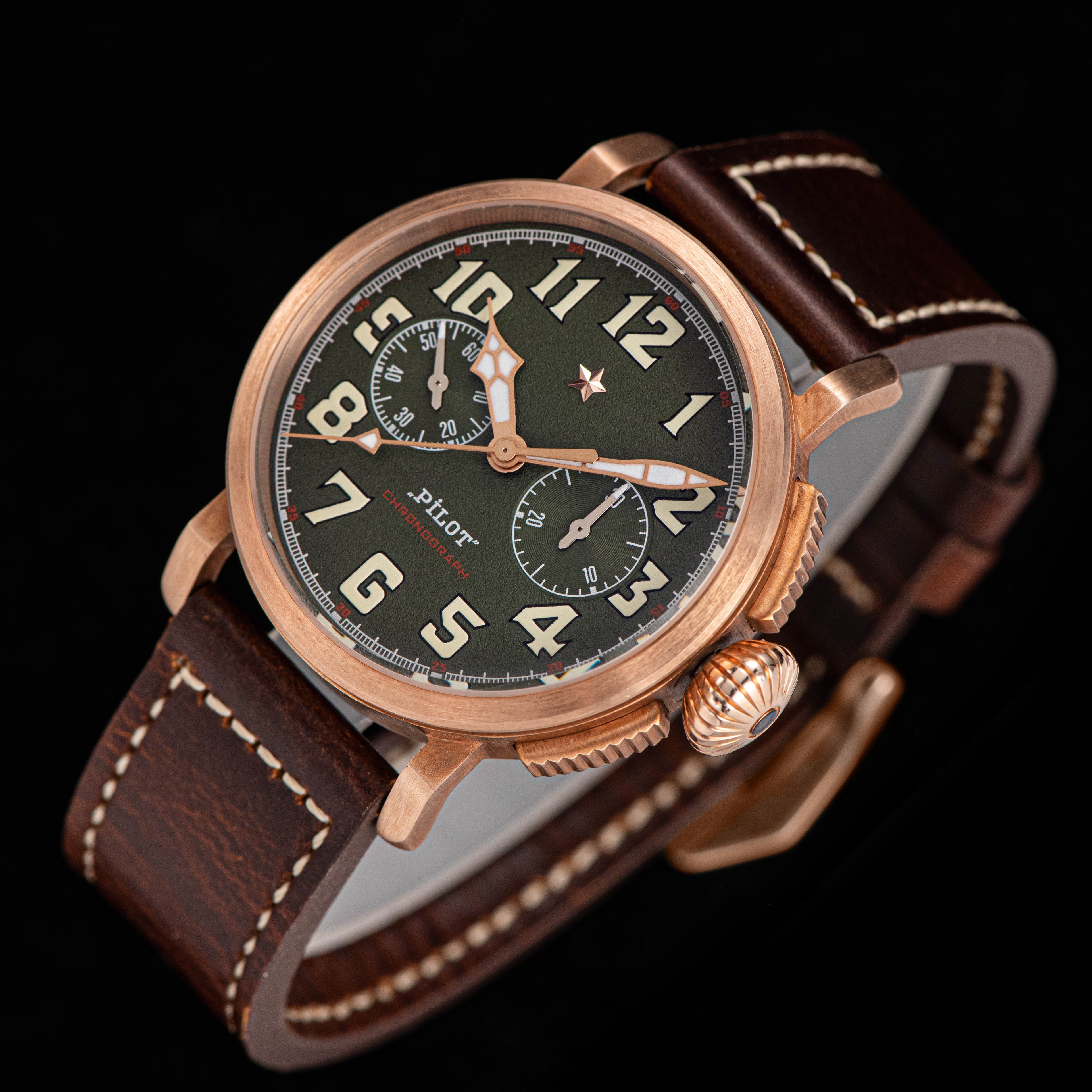 Sugess Pilot Master S409 Green Dial Chronograph CuSn8 Bronze