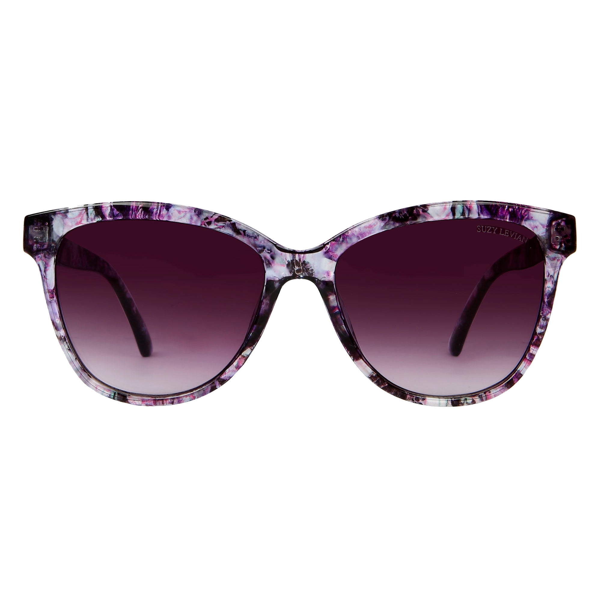 Suzy Levian Women's Purple Tortoise Square Lens Cat-Eye Sunglasses